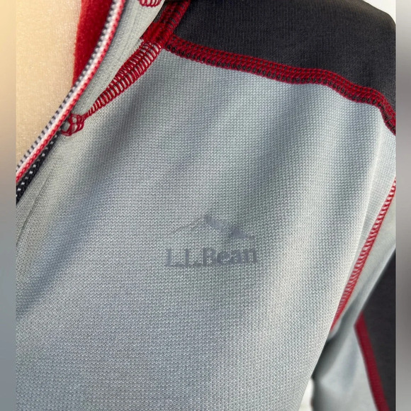 L.L Bean Youth Large 14-16 Grey & Red Polyester Hooded Full Zip Jacket - Picture 3 of 6
